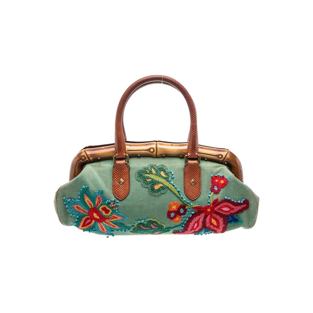 GUCCI Tom Ford 2004 Archival Limited Edition Vintage Embroidered Bamboo Bag - Picture 9 of 11